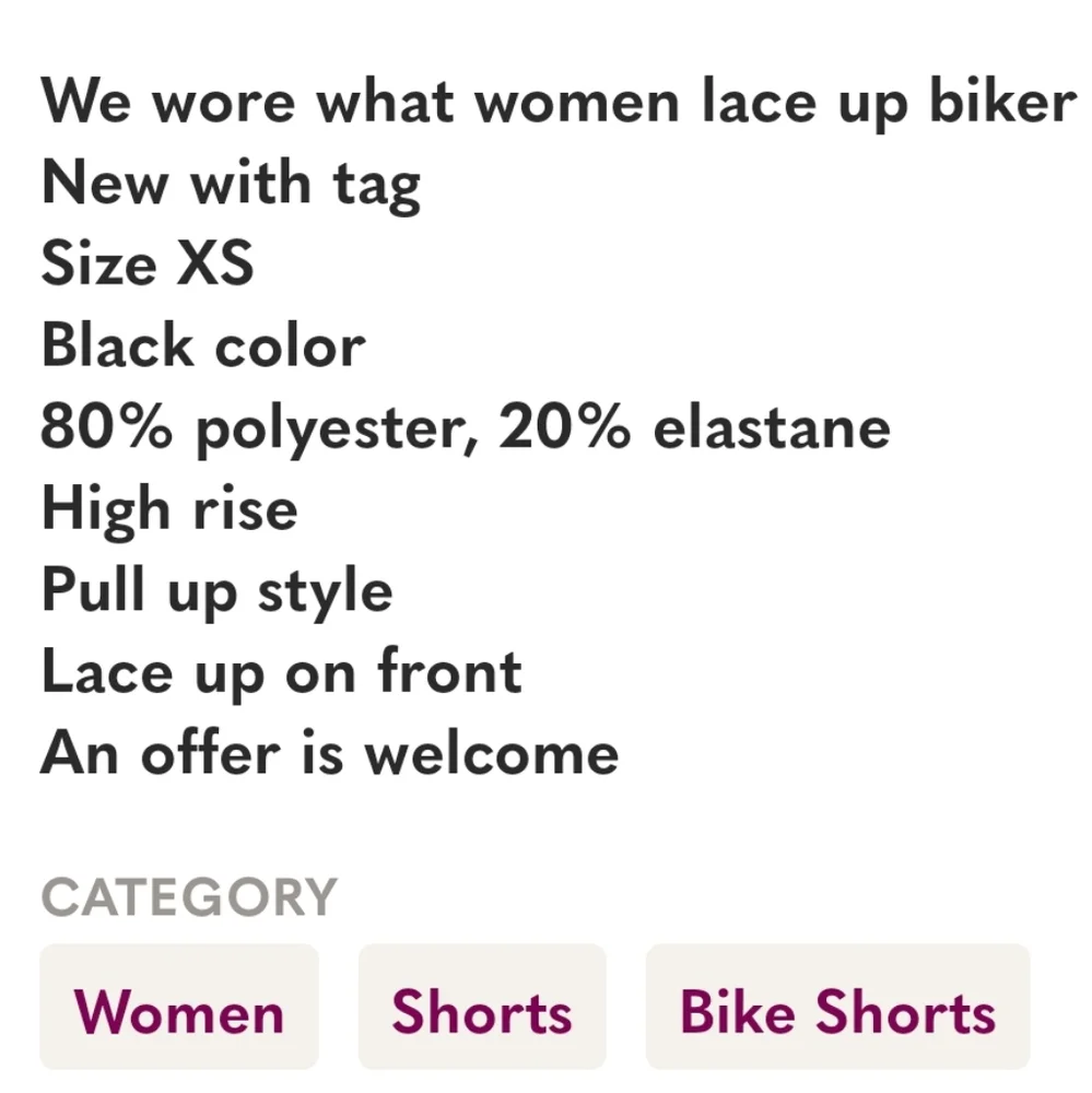 WEWOREWHAT Black Lace-up High Waist Athletic Yoga Biker Shorts NWT
